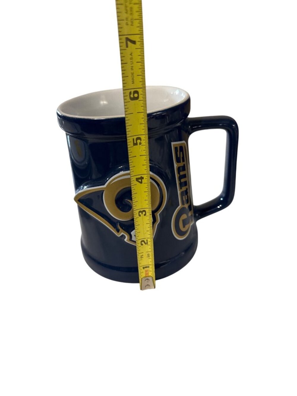 NFL Official Rams Ceramic Coffee Mug Navy Blue 3D Embossed Logo 5.5" Tall - Picture 5 of 6